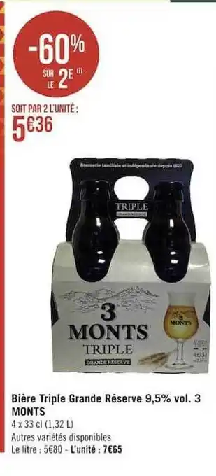 Casino Supermarchés Bière triple grande réserve offre