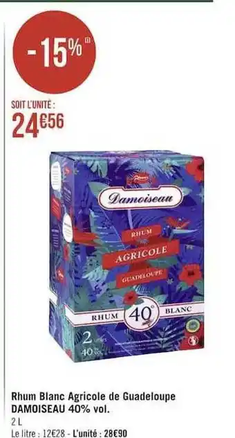 Casino Supermarchés Rhum blanc agricole de guadeloupe damoiseau 40% vol offre