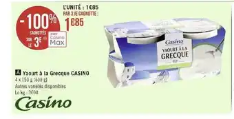 Casino Supermarchés Yaourt la grecque casino offre