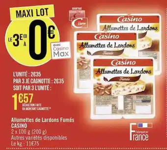 Allumettes de lardons fumés casino