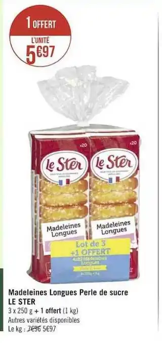 Casino Supermarchés Madeleines longues perle de sucre le ster offre