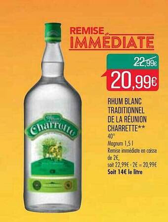 Match Rhum blanc traditionnel de la réunion charrette offre