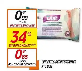 Netto Lingettes Désinfectantes X15 Diat offre