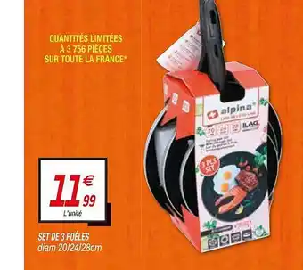 Netto Set De 3 Poêles Alpina offre