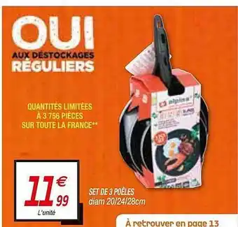 Netto Set De 3 Poêles offre