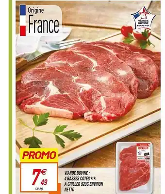 Netto Viande Bovine : 4 Basses Côtes à Griller offre