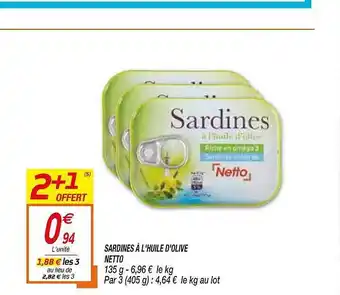 Netto Sardines à L'huile D'olive Netto offre