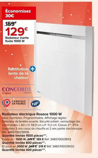 Concorde radiateur électrique rosace 1000 w