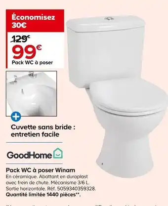 Castorama Goodhome pack wc à poser winam offre