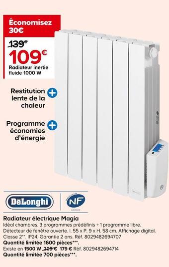Castorama Delonghi radiateur électrique magia offre