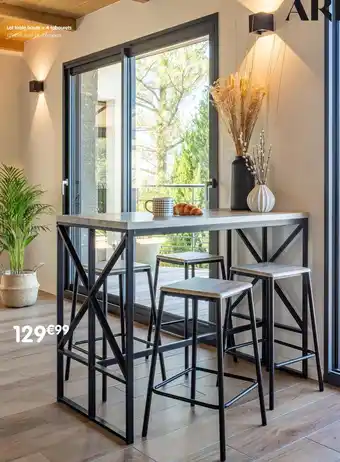 b&m Lot table haute + 4 tabourets offre