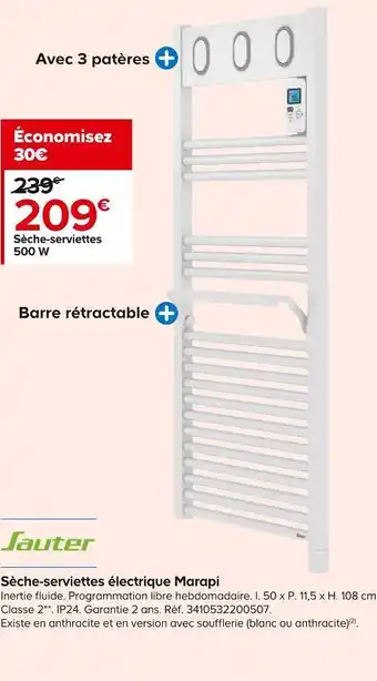 Castorama Sauter sèche-serviettes électrique marapi offre