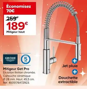 Castorama Grohe mitigeur get pro offre