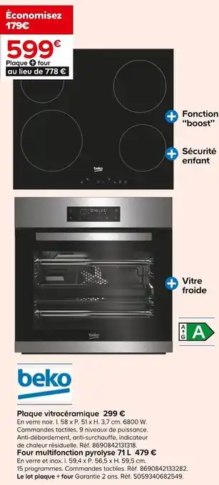 Castorama Beko plaque vitrocéramique 299 € offre