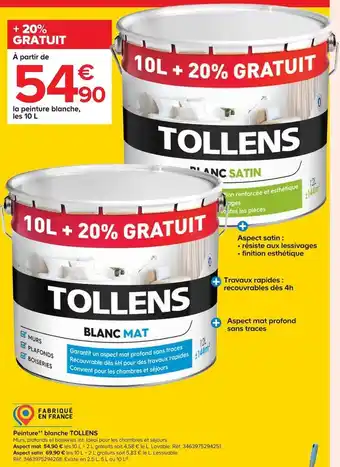 Castorama Tollens peinture blanche offre