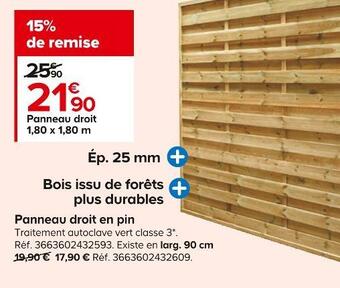 Castorama Panneau droit en pin offre