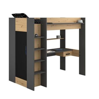 Auchan Lit mezzanine 90x200cm avec sommier bureau et penderie hyva offre