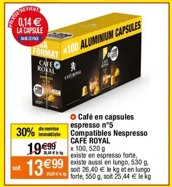 Migros Café en capsules espresso n5 compatibles nespresso cafe royal offre
