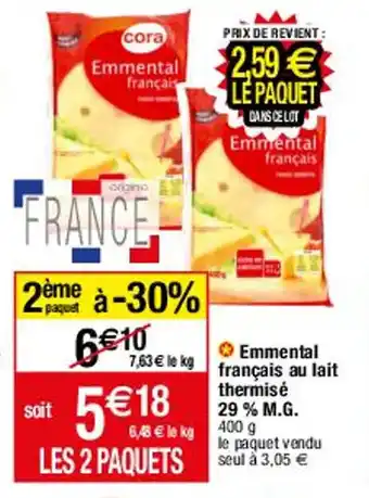 Emmental Français au lait thermise 29% M.G.