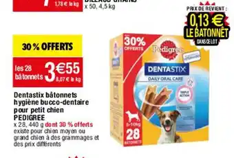 Dentastix batonnets hygiéne bucco-dentaire pour petit chien pedigree