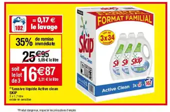 Migros Lessive liquide Active clean skip offre