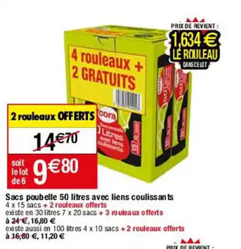 Migros Sacs Poubelle 50 litres Avec Liens coullisants offre