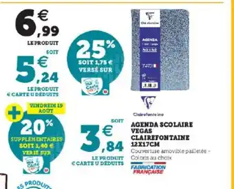 Agenda Scolaire Vegas Clairefontaine 12x17 cm