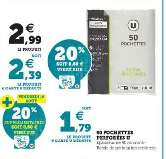 Super U 50 Pochettes Perforees u offre