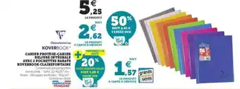 Hyper U Clairefontaine koverbook cahier protège-cahier reliure intégrale avec 2 pochettes rabats offre
