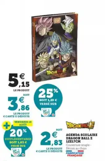 Hyper U Agenda scolaire dragon ball z offre