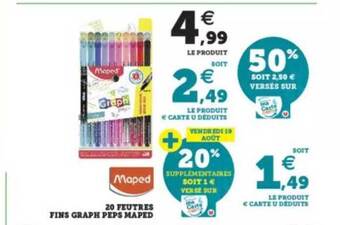 Hyper U 20 feutres fins graph peps maped offre