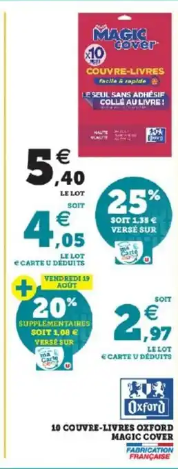 Super U 10 Couvre-Livres Oxford Magic Cover offre