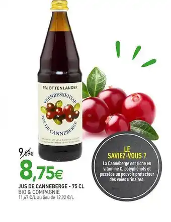 naturéO Jus de canneberge bio & compagnie offre