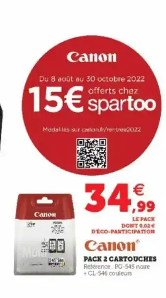Super U Pack 2 cartouches canon offre