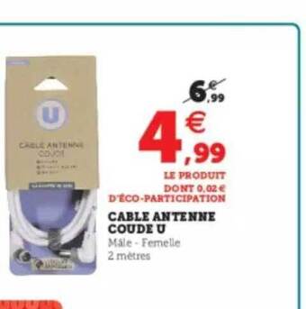 Cable antenne coude u