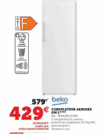 Super U Congelateur armoire 256l beko offre