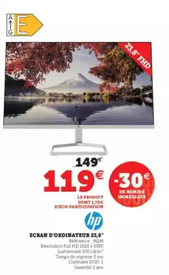 Super U Ecran d'ordinateur 23,8 offre