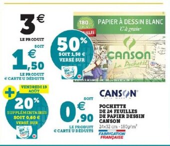 Super U Pochette De 24 Feuilles De Papier Dessin Canson offre