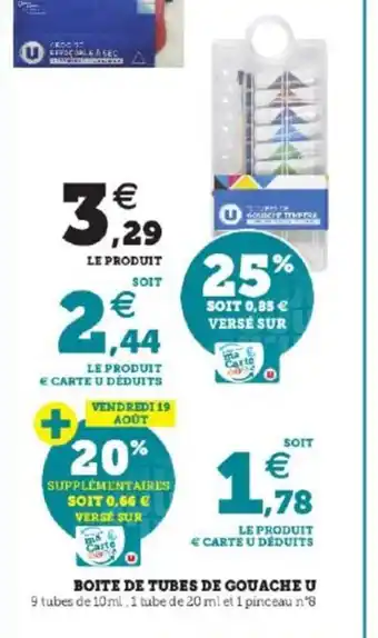 Super U Boite De Tubes De Gouache U offre