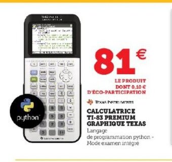 Super U Calculatrice Ti- 83 Premium Graphique Texas offre
