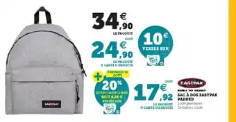 Super U Sac A Dos Eastpak Padded offre