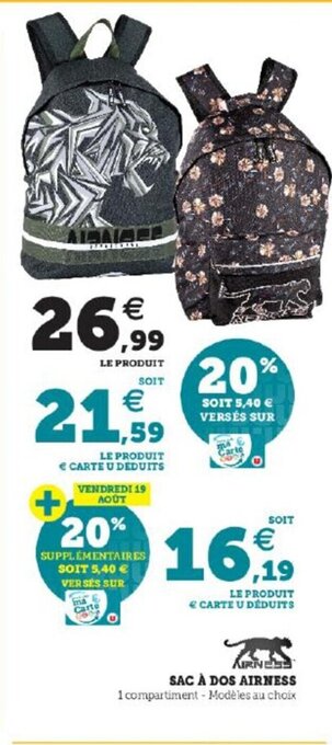Super U Sac A Dos Airness offre