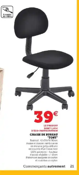Super U Chaise de bureau "Tony" offre