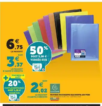 Super U Protege Documents Exacompta 200 Vues offre