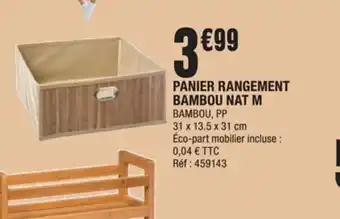 La Foir'Fouille Panier Rangement Bambou Nat m offre