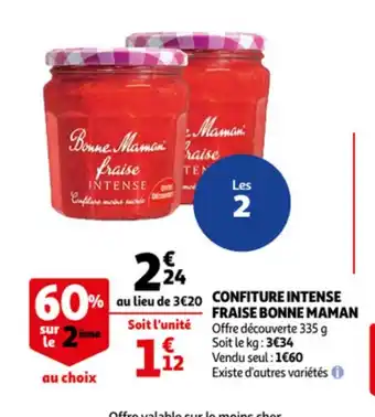 Auchan Confiture Intense Fraise Bonne Maman offre