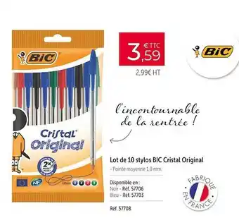 10 stylos bic cristal original