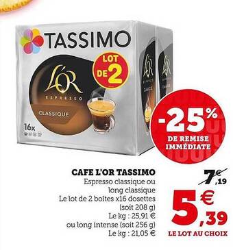 U Express Café l'or tassimo offre