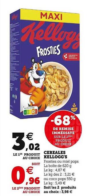 U Express Céréales kellogg's offre