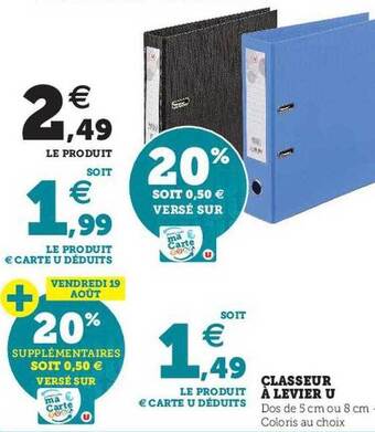 Hyper U Classeur à levier u offre